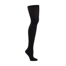 Load image into Gallery viewer, Product image of CAPEZIO Seamless Ultra Soft Footed Tight, style 1915, colour black, side view.