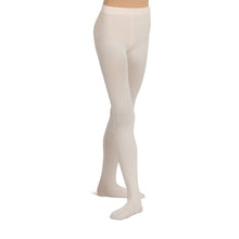 Load image into Gallery viewer, Female model wearing CAPEZIO Seamless Ultra Soft Footed Tight, style 1915, colour light pink.