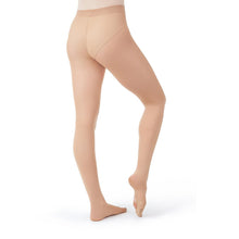 Load image into Gallery viewer, Female model wearing CAPEZIO Ultra Soft Transition Tight, style 1916, colour caramel.