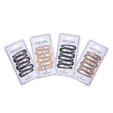 Load image into Gallery viewer, Product image of: BUNHEADS Snap Clips (packaged), Style: BH1512, BH1513, BH1514, BH1515, Colors: Blonde, Light Brown, Dark Brown, Black, Top view.