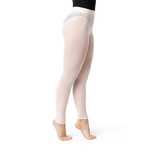 Load image into Gallery viewer, Female model wearing CAPEZIO Ultra Soft Footless Tight With Self Knit Waistband, Style: 1917C, Colour: Ballet Pink, View: Side View.