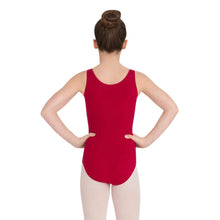 Load image into Gallery viewer, Female model wearing CAPEZIO High-Neck Tank Leotard, Style: CC201, Color: Garnet, View: Back.