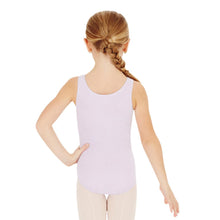Load image into Gallery viewer, Female model wearing Capezio High-Neck Tank Leotard, style CC201C in color lavender, back view.