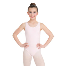 Load image into Gallery viewer, Female model wearing Capezio High-Neck Tank Leotard, style CC201C in color pink, front view.