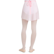 Load image into Gallery viewer, Female model wearing CAPEZIO Georgette Wrap Skirt, style N272, colour pink, back view.