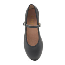 Load image into Gallery viewer, Product image of Bloch Girls Tap On Leather Tap Shoe, style S0302G, shown in color black, top view.