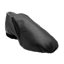 Load image into Gallery viewer, Product image of Bloch Leather Elasta Jazz Booties, style S0499L, colour black, 45 degree view.