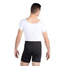 Load image into Gallery viewer, Male model wearing Capezio Studio Short, style SE1067M, color black, back view.