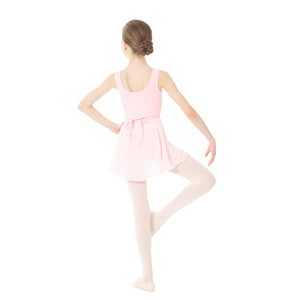 Female model wearing MONDOR Royal Academy Of Dance Chiffon Skirt, style 016100, colour true pink, back view.
