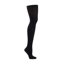Load image into Gallery viewer, Product image of CAPEZIO Seamless Ultra Soft Footed Tight, style 1915, colour black, side view.

