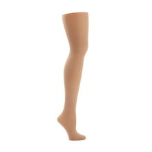 Load image into Gallery viewer, Product image of CAPEZIO Seamless Ultra Soft Footed Tight, style 1915, colour caramel, side view.
