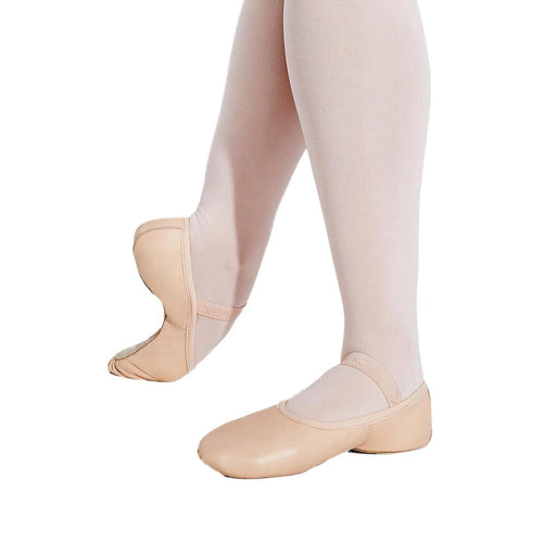 Female model wearing Capezio Lily Ballet Shoe, style 212W, colour ballet pink.