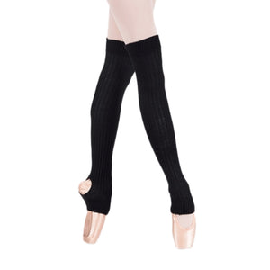 Female model wearing MONDOR Stirrup Legwarmers, Style: 255, Colour: Black-52.