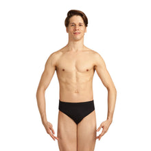 Load image into Gallery viewer, Male model wearing Capezio Full Seat Dance Brief, Style: 5935 formerly Style: 5939, color black.

