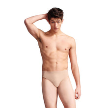 Load image into Gallery viewer, Male model wearing Capezio Full Seat Dance Brief, Style: 5935 formerly Style: 5939, color nude.
