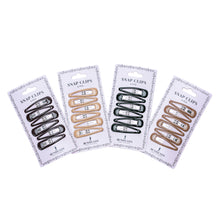 Load image into Gallery viewer, Product image of: BUNHEADS Snap Clips (packaged), Style: BH1512, BH1513, BH1514, BH1515, Colors: Blonde, Light Brown, Dark Brown, Black, Top view.
