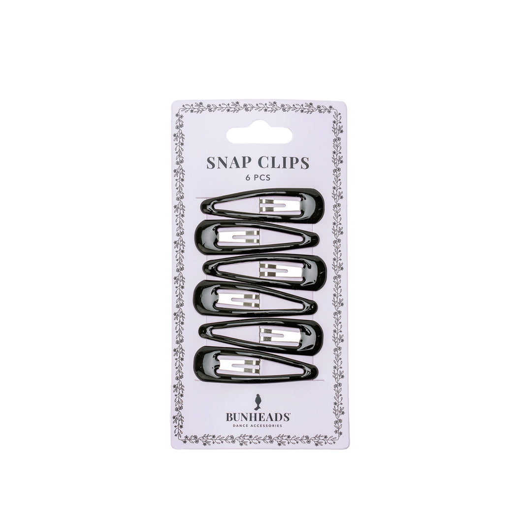 Product image of: BUNHEADS Snap Clips (packaged), Style: BH1515, Colors: Black, Top view.