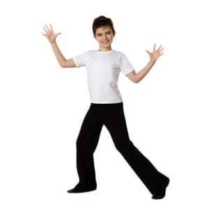 Boy model wearing BODYWRAPPERS Boys Jazz Pant, style B191, colour black.