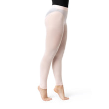 Load image into Gallery viewer, Female model wearing CAPEZIO Ultra Soft Footless Tight With Self Knit Waistband, Style: 1917, Colour: Ballet Pink, View: Side View.
