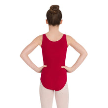 Load image into Gallery viewer, Female model wearing CAPEZIO High-Neck Tank Leotard, Style: CC201, Color: Garnet, View: Back.
