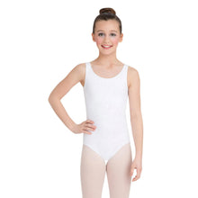 Load image into Gallery viewer, Female model wearing Capezio High-Neck Tank Leotard, style CC201C in color white, front view.
