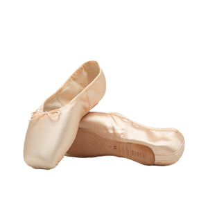 Product image of BLOCH TMT B-Morph Moldable Pointe Shoe, style ES0170L, colour Satin Pink, side and bottom view.