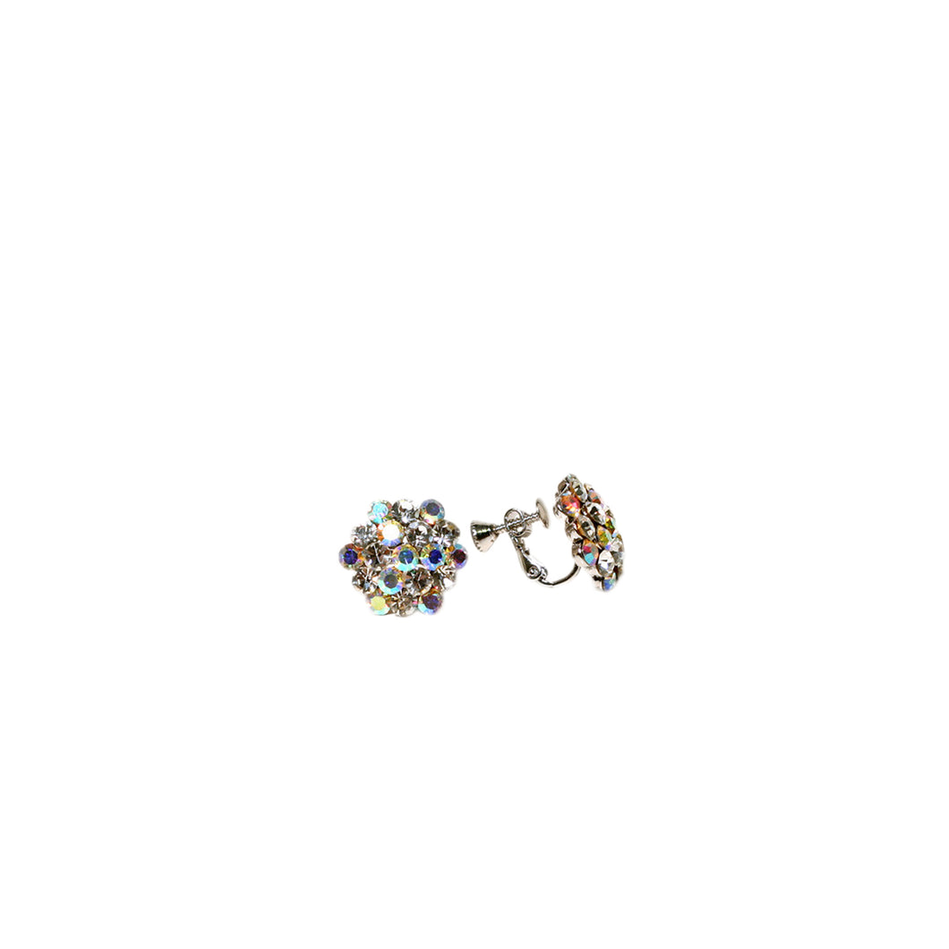 Product image of: FH2 16 mm AB Mixed Cluster Earrings - Clip On, Style: AZ0014-1 Color: Mixed, View: Front and side.