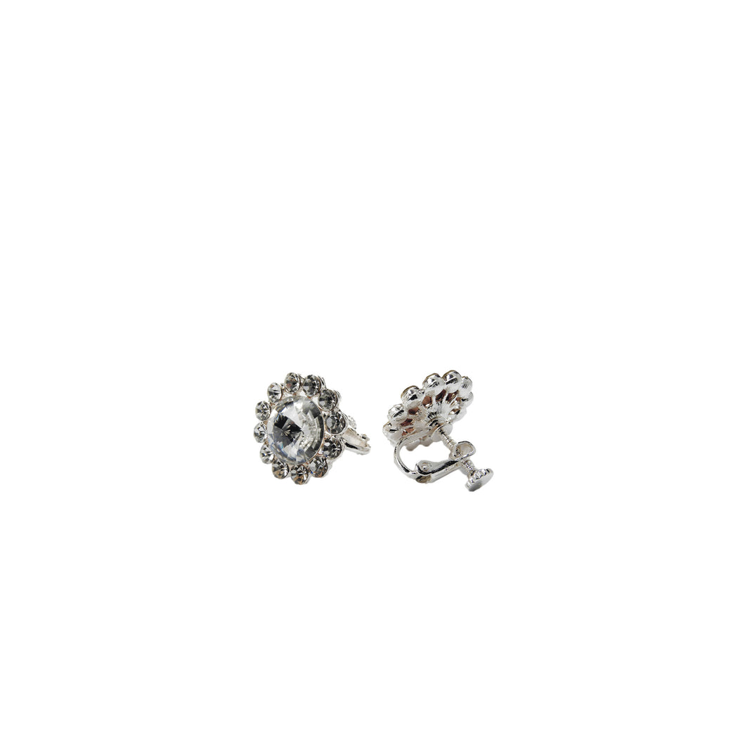 FH2 19 mm Crystal Flower Stud Earrings - Clip On