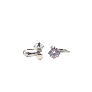 Product image of: FH2 8 mm Stud CZ Earrings - Clip On, Style: AZ0016-1, Color: Clear, View: Front.