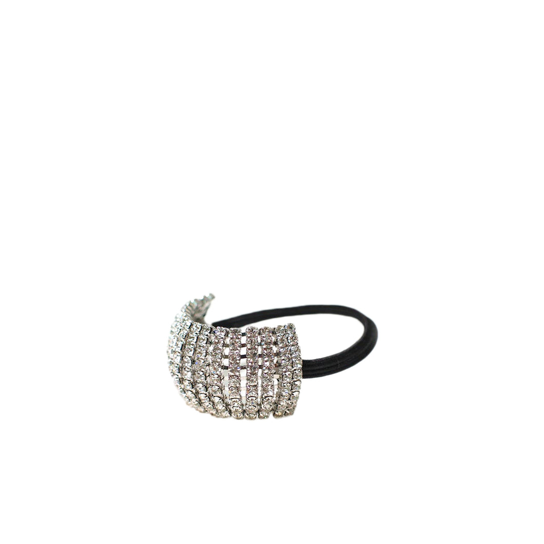 Product image of: FH2 Rhinestone Stretch Ponytail Holder, Style: AY0062, Color: Clear, View: Front.