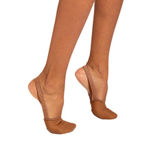 Load image into Gallery viewer, Female model wearing Capezio Hanami Pirouette Shoe, style H064W, colour mocha, side view.
