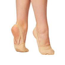 Load image into Gallery viewer, Female model wearing Capezio Hanami Pirouette Shoe, style H064W, colour nude, front &amp; bottom view.
