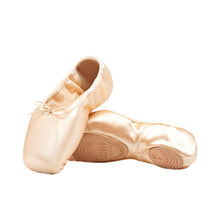 Load image into Gallery viewer, Product image of Bloch Eurostretch Pointe Shoe, style S0172L, colour pink satin, top &amp; bottom view.
