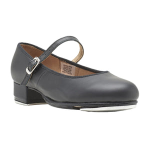 Product image of Bloch Ladies Tap On Leather Tap Shoe, style S0302L, shown in color black, 45 degree view.